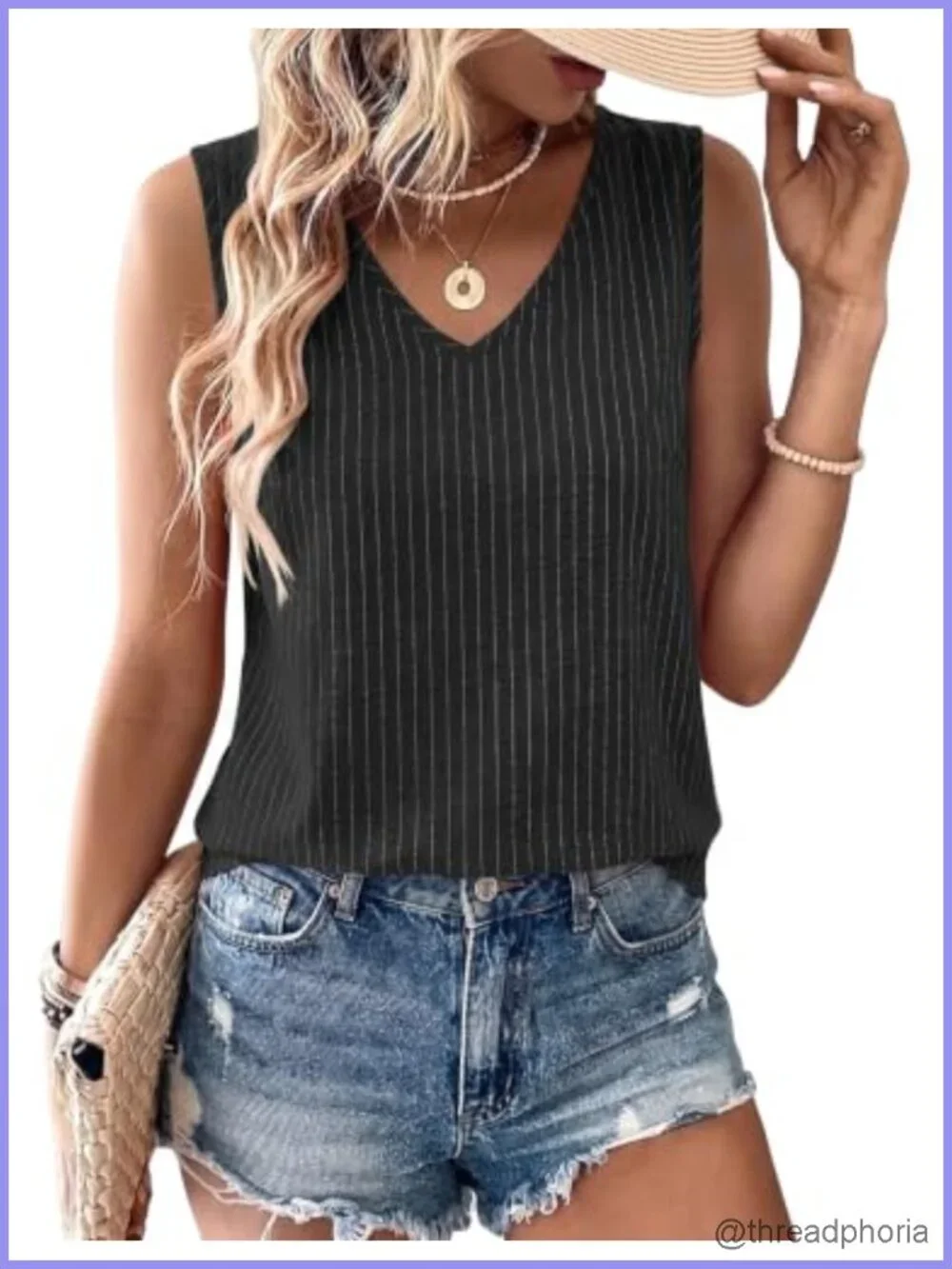 Linen Blend V Neck Crop Tank Top Sleeveless Summer Top Women